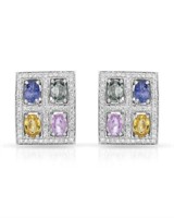 14KT White Gold 4.27ctw Multi Color Sapphire and D
