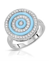 14KT White Gold 0.74ctw Turquoise and Diamond Ring