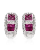 18KT White Gold 1.49ctw Ruby and Diamond Earrings