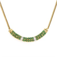 Plated 18KT Yellow Gold 2.01ctw Emerald and Diamon