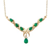 Plated 18KT Yellow Gold 2.90ctw Green Agate and Wh