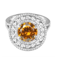 14KT White Gold 4.16ct Citrine and Diamond Ring