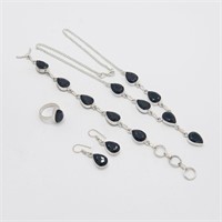 Lab Created Outstanding 4 Piece Black Spinel Jewel