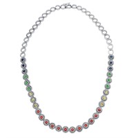 14KT White Gold 4.00ctw Multi Color Sapphire and D
