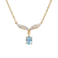 Plated 18KT Yellow Gold 0.85ct Blue Topaz and Diam