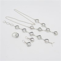 Lab Created Sparkling 4 Piece White Topaz Jewelry