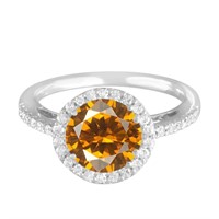 14KT White Gold 2.04ct Citrine and Diamond Ring