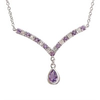 Plated 18KT Yellow Gold  2.65ctw Amethyst and Whit