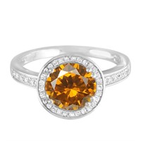 14KT White Gold 6.84ct Citrine and Diamond Ring