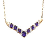 Plated 18KT Yellow Gold 1.70ctw Amethyst and Diamo