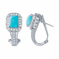 14KT White Gold 2.57ctw Turquoise and Diamond Earr