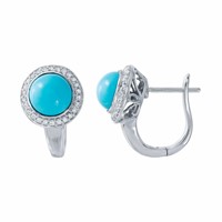 14KT White Gold 2.42ctw Turquoise and Diamond Earr