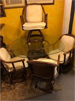 Glass Top Rattan Table and Chairs