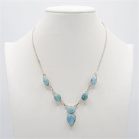 Pretty Natural Caribbean Blue Larimar Necklace