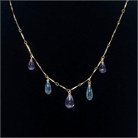 Certified Natural Amethyst Blue Topaz Necklace