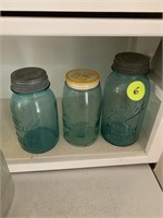 BLUE JARS WITH ZINC LIDS