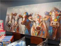 LARGE ARTIST SIGNED CATTLE OIL ON CANVAS