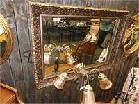 LARGE NICELY FRAMED VINTAGE WALL MIRROR