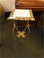 GOLD LEAFED IRON & MARBLE SIDE TABLE