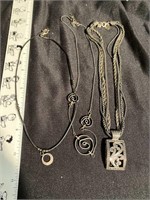 Three sterling silver necklaces, one very heavy