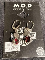 Harley Davidson pierced earrings in sterling