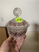 HEAVY CRYSTAL AND RED CANDY DISH