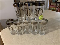 8 GLASSES WITH "D" MARKINGS