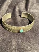Sterling silver cuff bracelet with turquoise