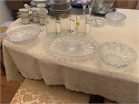 CRYSTAL SERVING DISHES AND MUGS