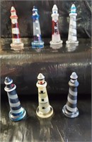 7 pc glass lighthouse set