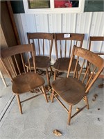4 HAYWOOD WAKEFIELD CHAIRS (SOME WARE & DAMAGE)