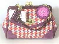 Coach purple Hamilton Houndstooth Frame Case Bag.