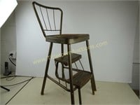 Antique Steel Stool with Fold Out Step Ladder -