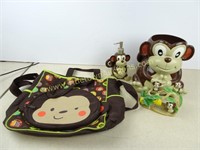 Monkey Related Bathroom Items and Bag