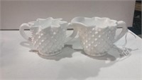 Fenton Milk Glass Hobnail  Creamer & Sugar