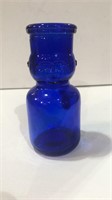 Vintage Cobalt Blue Glass Baby Face Milk Bottle