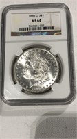 1885 O Graded Morgan Silver $1 Dollar Coin