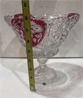 Vintage Red & Clear Flash Glass Bowl w/ Design