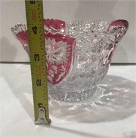 Vintage Red & Clear Flash Glass Small Bowl w/