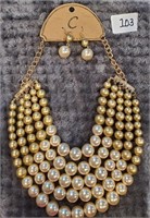 Stunning Faux Pearl Necklace and Earrings Set
