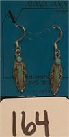 Hand Crafted SS Feather Dangle Earrings