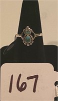 SS Dotted Bezel with Genuine Turquoise Size 8