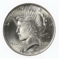 1923 Crisp BU Grade Peace Silver Dollar
