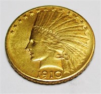 1910 D Better Date $10 Gold Indian Coin