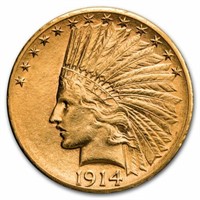 1914 d $10 Gold Indian Coin