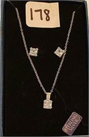 Beautiful Sterling Silver CZ Necklace and Earringt
