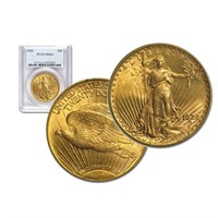 1922 MS 62 PCGS $20 Gold Saint Gaudens
