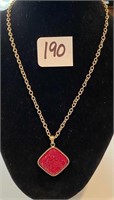 Red Glittering Pendant Necklace
