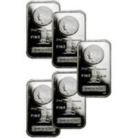 (5) 1 oz. Morgan Design Silver Bars -.999 Pure