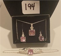 3 Piece June Birthstone Set. Necklace, Earrings